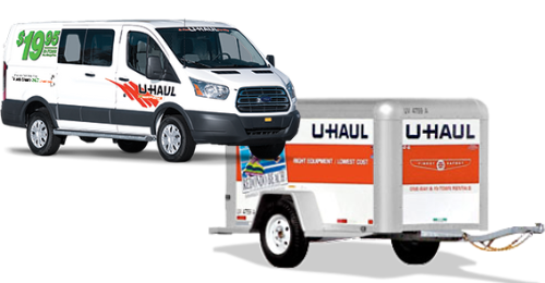 U-Haul van and U-Haul trailer together for U-Haul page